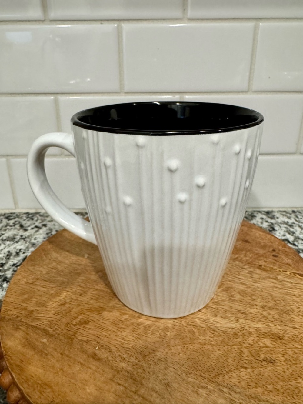 California Pantry Textured White Ceramic Mug with Black Interior